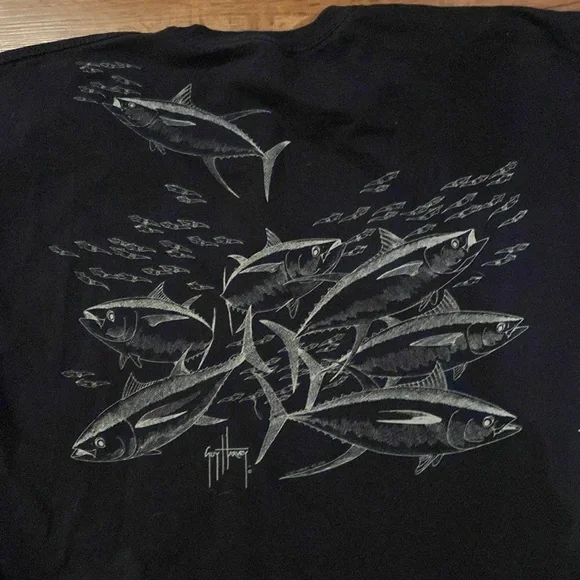Guy Harvey Black Graphic Fish T-Shirt - Picture 6 of 6